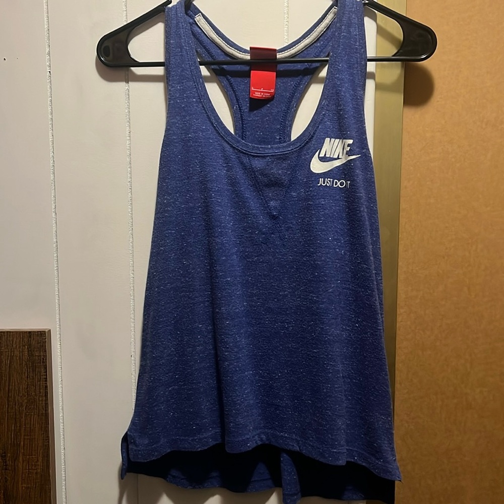 Blue Nike racer back tank top